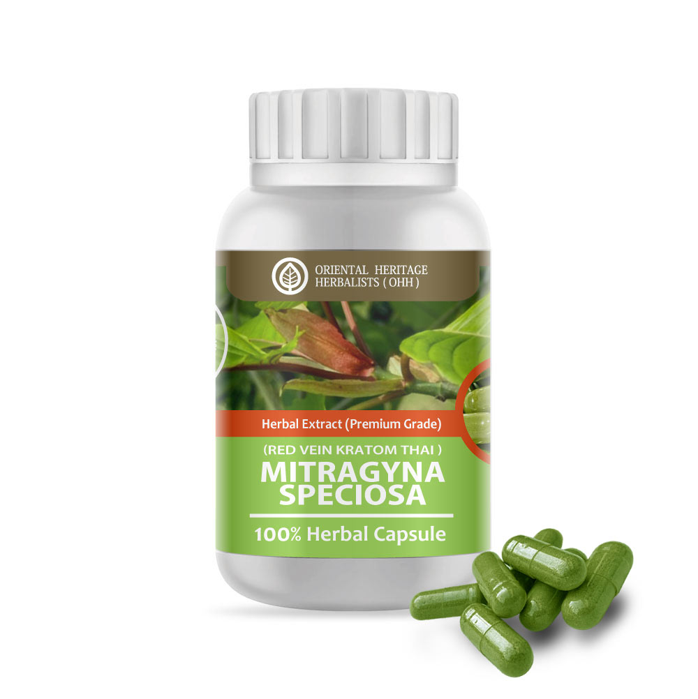 Mitragyna Speciosa (Red Vein Kratom Thai) Herb 60 Capsules
